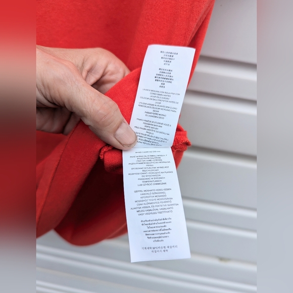 Michael Kors red orange short sleeves brass logo engraved plate Holiday slit bow - Picture 11 of 14